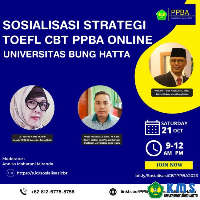 Sosialisasi Strategi TOEFL CBT PPBA Universitas Bung Hatta
